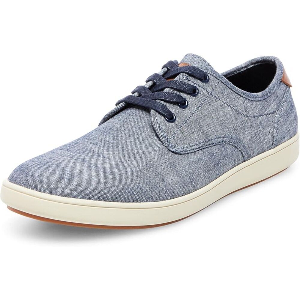 Men's Blue Fabric Round Toe Lace-up Rubber Sole Lightweight Fashion Sneakers